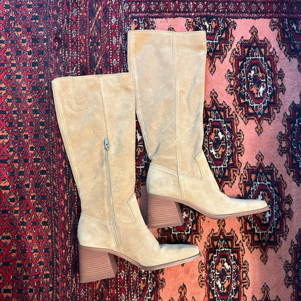 Vince Camuto Tan Heeled Boots with Block Heel